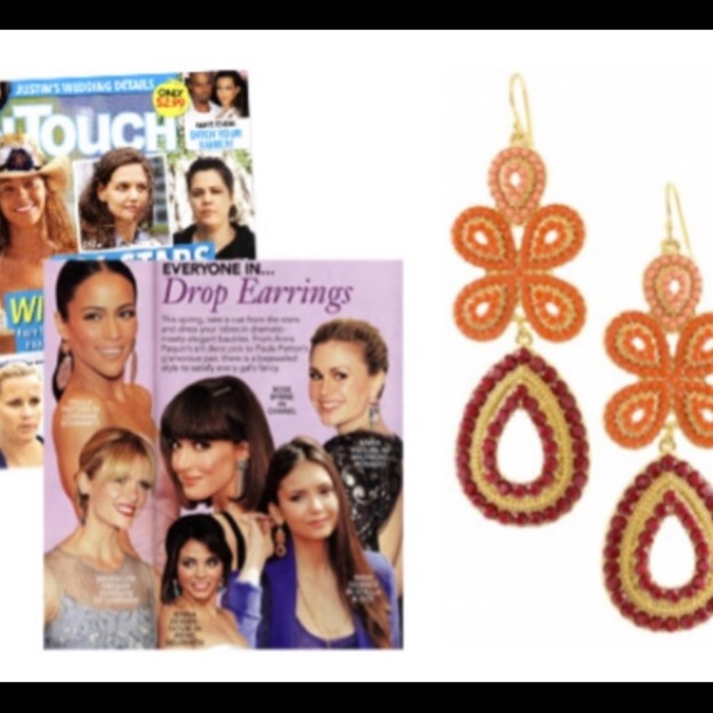 :: Stella & Dot Coral Capri Chandelier Earrings Retired Treasures!!! - Picture 7 of 13